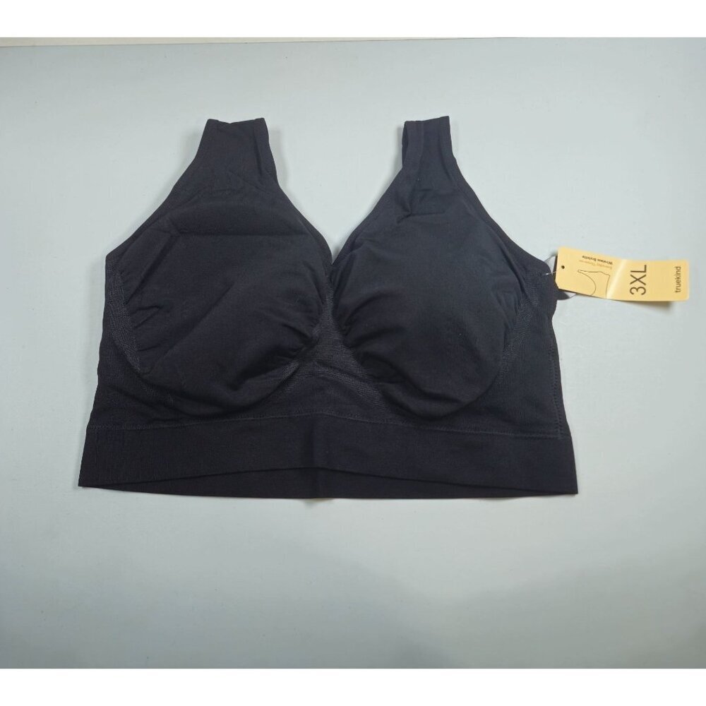 Truekind Everyday Throw On Wireless Bra Women Size 3XL NWT Comfort Black
